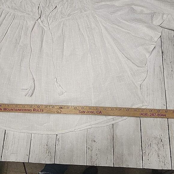 Rip Curl Boho Women's Top XS Cotton Lace Fairycore Flowy Tassels Bell Sleeves - Picture 8 of 11